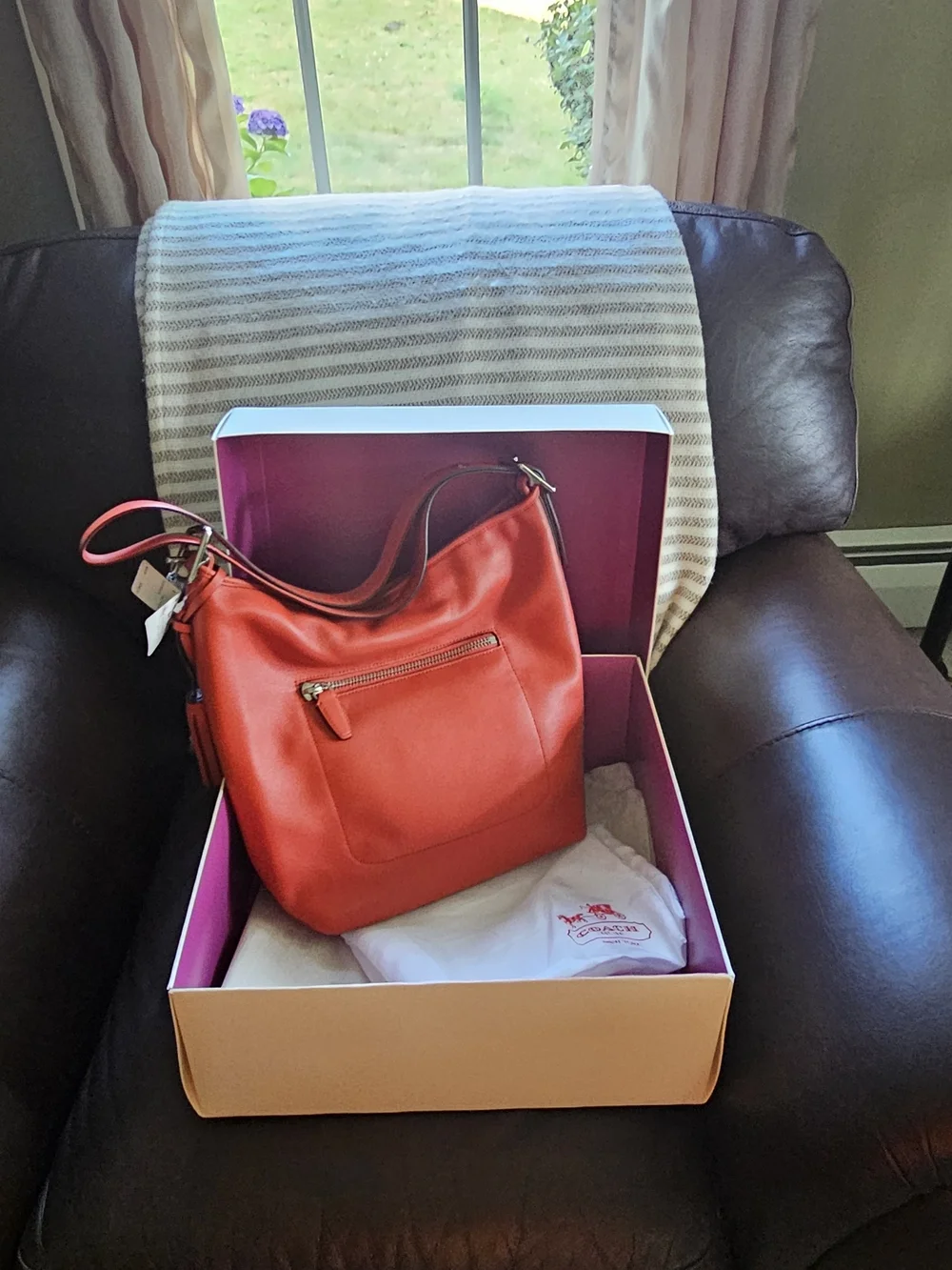 Coach Red Leather Hobo Bag